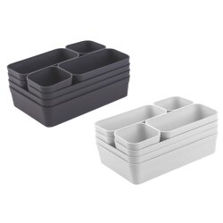 ENGELLAND Schubladen-Organizer Set Anthrazit / Hellgrau...