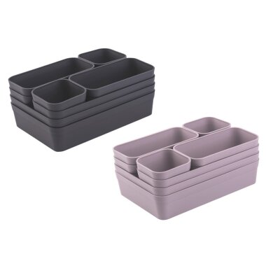 ENGELLAND Schubladen-Organizer Set 16-tlg. Anthrazit/Flieder, BPA-frei