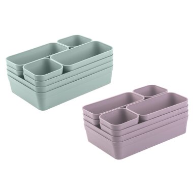 ENGELLAND Schubladen-Organizer Set Pastellgrün/Flieder – 16 Teile, BPA-frei & flexibel verstellbar