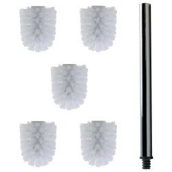 Ersatz Bürstenkopf Ø 8 cm inkl. Edelstahl Griff 41,5 cm / Austausch Toilettenbürste / Klobürste / WC-Bürste