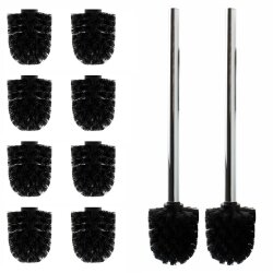 Ersatz Bürstenkopf Ø 8 cm inkl. Edelstahl Griff 41,5 cm / Austausch Toilettenbürste / Klobürste / WC-Bürste