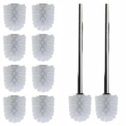 Ersatz Bürstenkopf Ø 8 cm inkl. Edelstahl Griff 41,5 cm / Austausch Toilettenbürste / Klobürste / WC-Bürste