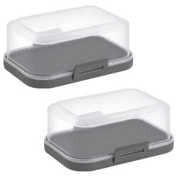 Butterdose 2er Set Anthrazit mit Deckel BPA-frei für...