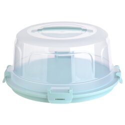 Runde Transport-Kuchenbox aus BPA-freiem Kunststoff mit Tragegriff & 4 fach Klickverschluss – Ø 36,5 cm, Höhe 17,5 cm,