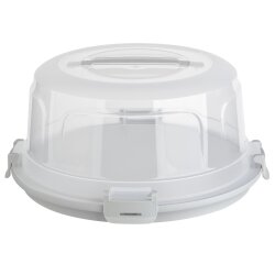Runde Transport-Kuchenbox aus BPA-freiem Kunststoff mit Tragegriff & 4 fach Klickverschluss – Ø 36,5 cm, Höhe 17,5 cm,