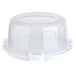 Runde Transport-Kuchenbox aus BPA-freiem Kunststoff mit Tragegriff & 4 fach Klickverschluss – Ø 36,5 cm, Höhe 17,5 cm,