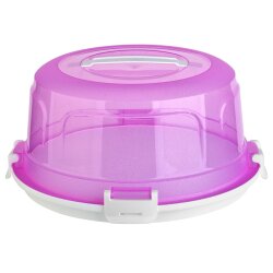 Runde Transport-Kuchenbox aus BPA-freiem Kunststoff mit Tragegriff & 4 fach Klickverschluss – Ø 36,5 cm, Höhe 17,5 cm,