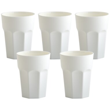 ENGELLAND 5er Set Kunststoffbecher 400 ml Weiß – BPA-frei & stabil