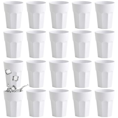 ENGELLAND 20x Kunststoffbecher 400 ml Weiß – Wiederverwendbare Trinkbecher