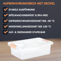 Engelland - 2 x Aufbewahrungsbox mit Deckel und Verschluss-Clips, apricot-transparent, 4 Liter, Plastik-Box, stapelbar, stabil, BPA-frei, lebensmittelecht