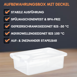 Engelland - 3 x Aufbewahrungsbox mit Deckel und Verschluss-Clips, weiß-transparent, 6 Liter, Plastik-Box, stapelbar, stabil, BPA-frei, lebensmittelecht