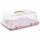 ENGELLAND Kuchen-Transportbox 44x35x17,5 cm Rotbraun transparent – Rechteckige Tortenbox mit Griff, Klickverschluss & Stückeinteilung, BPA-frei
