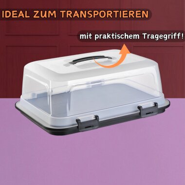 ENGELLAND Kuchen-Transportbox 44x35x17,5 cm Schwarz transparent, 23,49 €