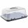 ENGELLAND Rechteckige Kuchen-Transportbox 44x35x17,5 cm Schwarz transparent – mit Griff, 4-fach Klickverschluss, Stückeinteilung, BPA-frei
