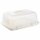 ENGELLAND Rechteckige Kuchen-Transportbox 44x35x17,5 cm Beige Transparent – mit Griff, 4-fach Klickverschluss, Stückeinteilung, BPA-frei