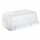 ENGELLAND Kuchen-Transportbox Weiß / transparent 44×35×17,5 cm – Transportbox mit Griff, 4-fach Klickverschluss & Stückeinteilung, BPA-frei