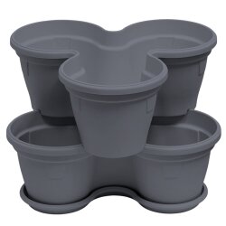 2er-Set Blumentöpfe Anthrazit – stapelbar mit...