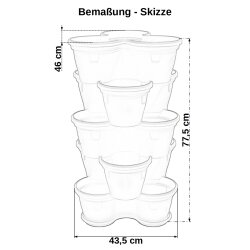 5er Set Pflanztürme Anthrazit – stapelbare Blumentöpfe mit Untersetzer, robustes Hochbeet aus Kunststoff für vertikale Bepflanzung im Garten und auf dem Balkon