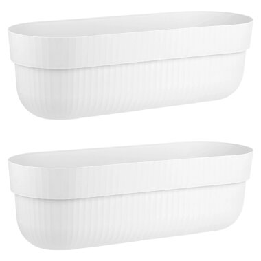 ENGELLAND 2er Set Blumenkästen Weiß 50 cm – Wasserspeicher, Drainage & formstabiler Balkonkasten