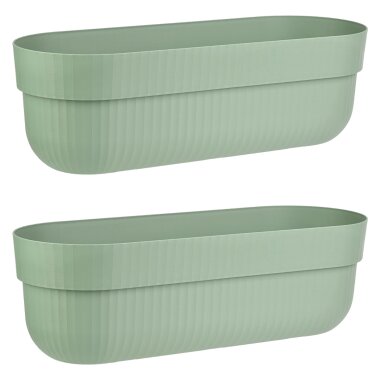 ENGELLAND 2er Set Blumenkästen Pistazie 50 cm mit Wasserspeicher, Drainagesystem und Abstandshalter