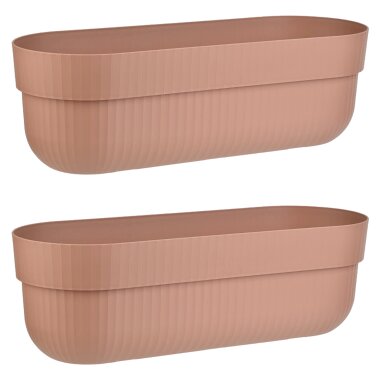 ENGELLAND 2er Set Blumenkästen Terrakotta 50 cm mit Wasserspeicher, Drainagesystem und Abstandshalter