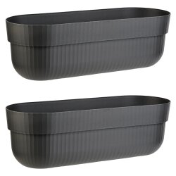 ENGELLAND 2er Set Blumenkästen Anthrazit 50 cm mit...