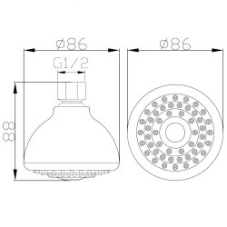 3er Set Duschkopf verchromt mit Anti-Kalk-Düsen und 17 cm Wandausleger, 1/2 Zoll Kopfbrausen für Bad & Dusche