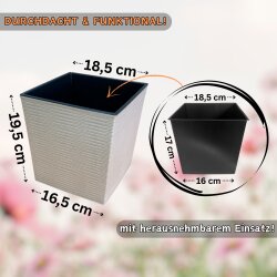 ENGELLAND Pflanzkübel WPC Vanille-Beige 18,5×18,5×19,5 cm – quadratisch, wetterfest & UV-beständig