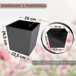 ENGELLAND Pflanzkübel WPC Anthrazit 25×25×26,5 cm – quadratisch, wetterfest & UV-beständig