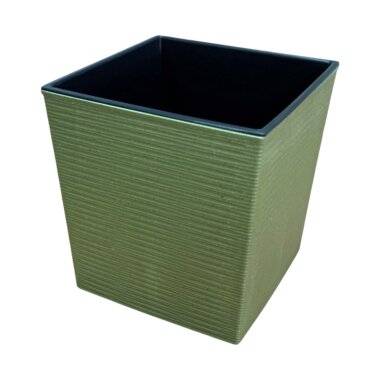 ENGELLAND Pflanzkübel WPC Moos-Grün 25×25×26,5 cm, quadratisch mit Einsatz, wetterfest, UV-beständig & pflegeleicht für Innen- und Außenbereich