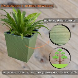 ENGELLAND Pflanzkübel WPC Moos-Grün 25×25×26,5 cm, quadratisch mit Einsatz, wetterfest, UV-beständig & pflegeleicht für Innen- und Außenbereich
