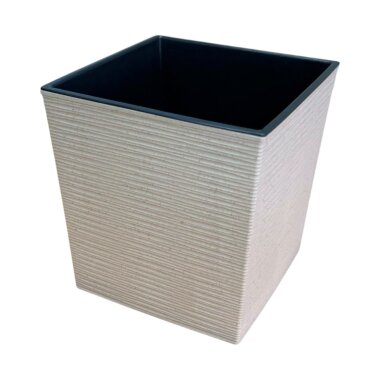 ENGELLAND Pflanzkübel WPC Vanille-Beige 25×25×26,5 cm, quadratisch mit Einsatz, wetterfest, UV-beständig & pflegeleicht für Garten, Balkon & Innenräume