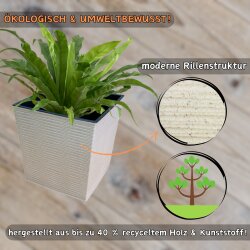ENGELLAND Pflanzkübel WPC Vanille-Beige 25×25×26,5 cm, quadratisch mit Einsatz, wetterfest, UV-beständig & pflegeleicht für Garten, Balkon & Innenräume
