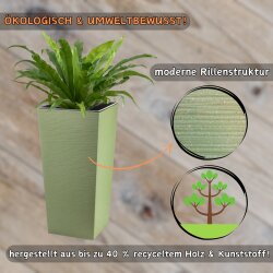 ENGELLAND Pflanzkübel WPC Moos-Grün 18×18×36,5 cm, quadratisch mit Einsatz, wetterfest, UV-beständig & langlebig für Innen- und Außenbereich