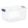 Engelland Aufbewahrungsbox 30 L, dunkelblau-transparent, mit Deckel stapelbar und Verschluss-Clips