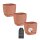 Engelland 3er-Set Blumentöpfe 12×12 cm Terrakotta – quadratisch, wetterfest mit Drainagesystem