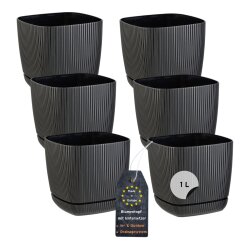 6er-Set ENGELLAND Blumentöpfe 12×12 cm Schwarz...