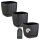 3er-Set ENGELLAND Blumentöpfe 15×15 cm Schwarz – quadratisch, modern mit Drainagesystem
