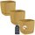 3er-Set ENGELLAND Blumentöpfe 18×18 cm Ocker-Gelb – UV-beständig mit Drainage & Untersetzer