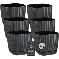 6er-Set ENGELLAND Blumentöpfe 18×18 cm Schwarz...