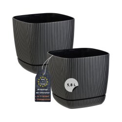 2er-Set ENGELLAND Blumentöpfe 21×21 cm Schwarz...