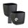 2er-Set ENGELLAND Blumentöpfe 21×21 cm Schwarz – 5,8 L, quadratisch, Rillenoptik, wetterfest & UV-beständig