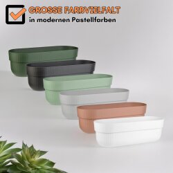 ENGELLAND 3er Set Blumenkästen Grau 50 cm – mit Wasserspeicher, Drainage & Abstandshalter
