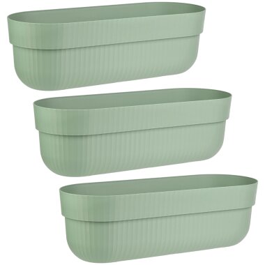 3er Set Blumenkästen Pistazie 50 cm mit Wasserspeicher, Drainagesystem und Abstandshalter