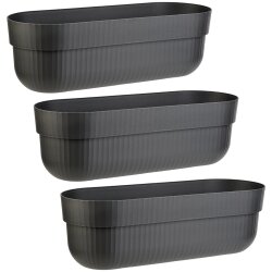 ENGELLAND 3er Set Blumenkästen Anthrazit 50 cm mit...