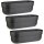 ENGELLAND 3er Set Blumenkästen Anthrazit 50 cm mit Wasserspeicher, Drainagesystem und Abstandshalter
