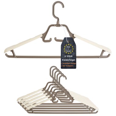 ENGELLAND Kleiderbügel Set 6-er Braun-Beige – rutschfest, verstellbar & drehbar, ideal für Hemden, Jacken und Hosen