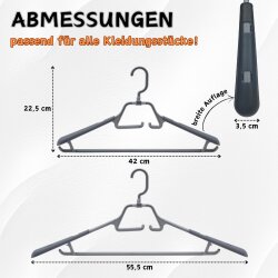 ENGELLAND 15er Kleiderbügel Set Weiß-Anthrazit – rutschfest, stabil & verstellbar