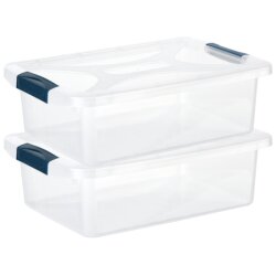 Engelland 2x Aufbewahrungsbox 6 L mit Deckel & Clip...