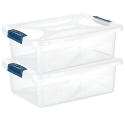 Stapelbare Aufbewahrungsboxen 2er Set 10 L dunkelblau...